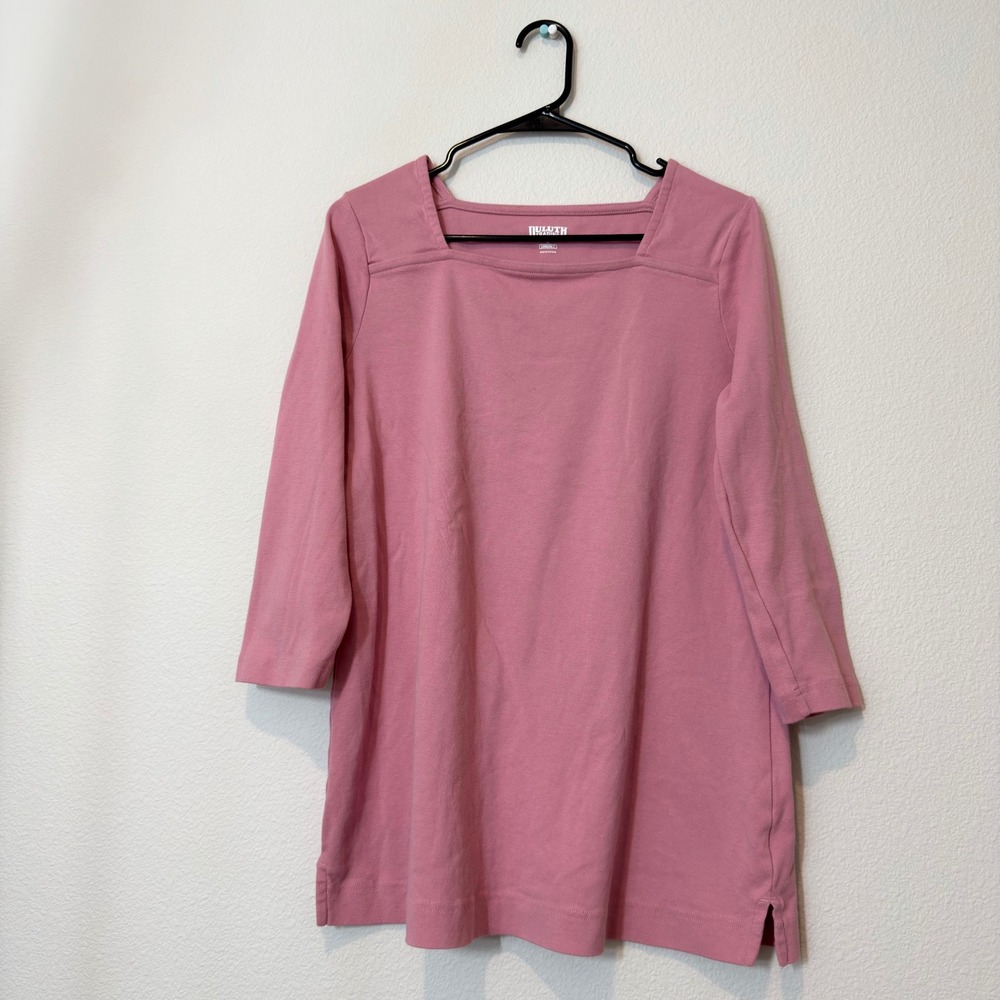 Duluth Trading Co Longtail T Womens L Pink Good Square Neck 100% Cotton 30780